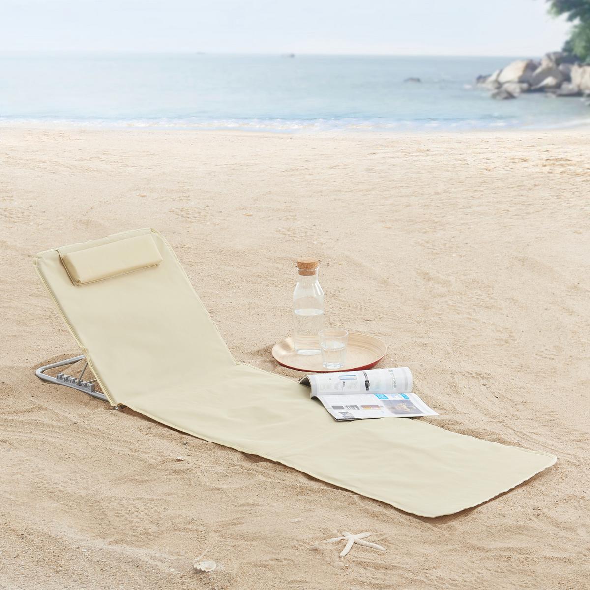 STRANDMATTEN-SET 2 TLG. Cellorigo - Beige, Textil/Metall (160/42/49cm) - [en.casa]