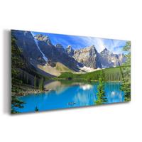 GLASBILD 120x60 cm Berge und Wald - Türkis/Blau, Glas (120/60cm) - TULUP