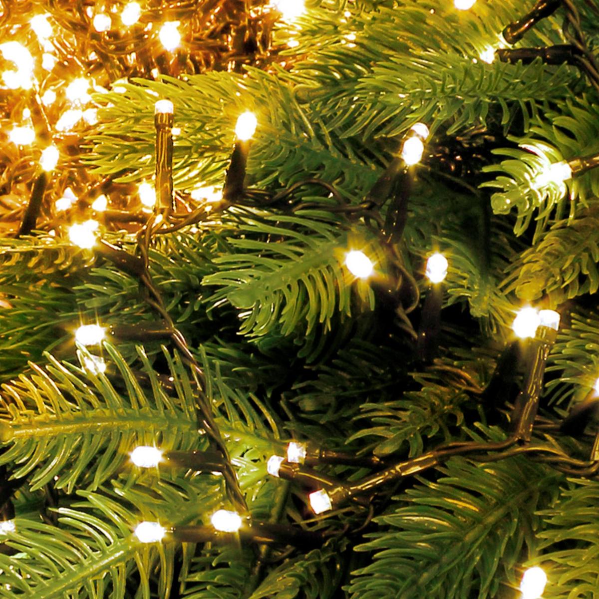 LED CLUSTER LICHTERKETTE 14m 700LED Extra-Warmweiß 8 Modi Innen/Außen - Grün, Kunststoff (1700cm) - ECD-Germany