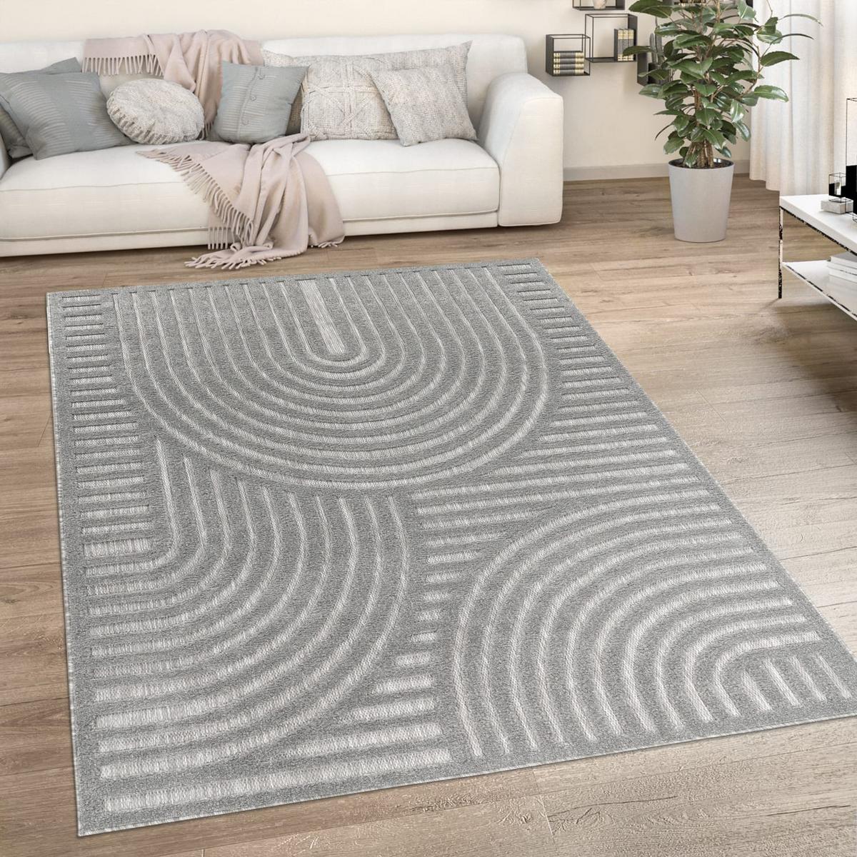 KURZFLORTEPPICH, mit Struktur, aus Polypropylen, Florhöhe 10 mm, Grau, 60 x 100 cm - Grau, Textil (100/60cm) - KADIMA DESIGN