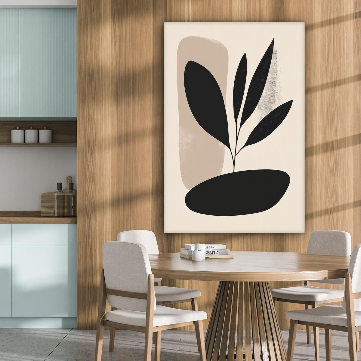 LEINWANDBILD Pflanze - Beige - Japanisch Deko XXL 80x120 cm - Schwarz, Textil (80/120cm) - MuchoWow