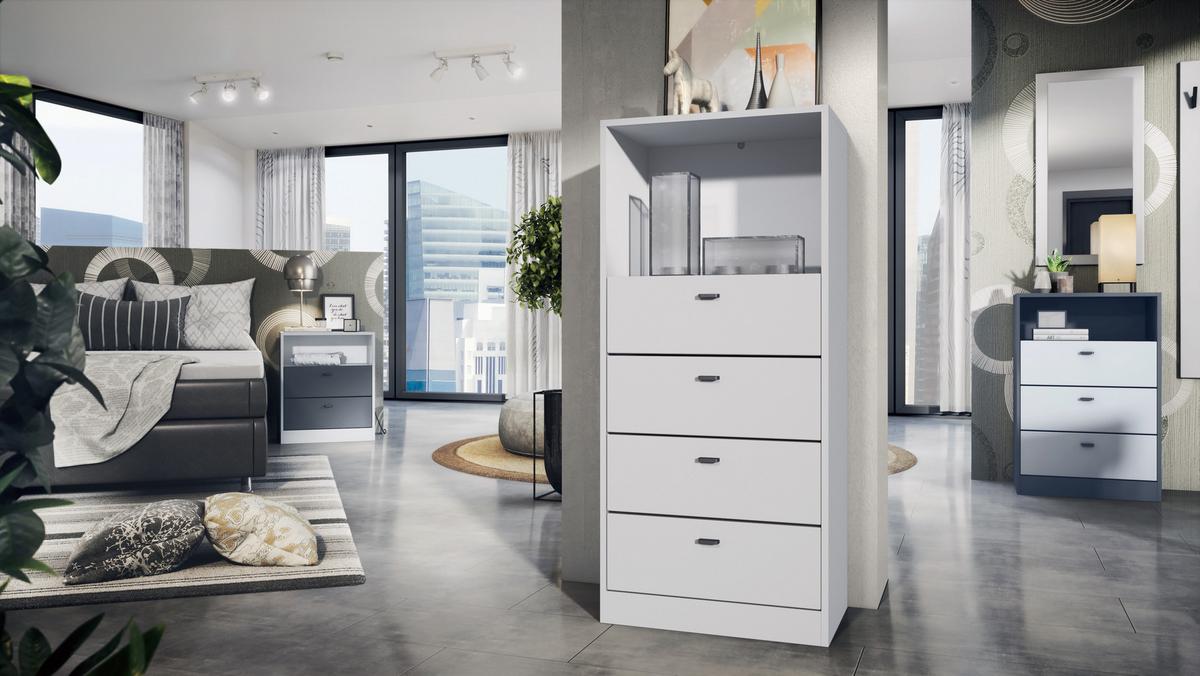 KOMMODE Pino Fronten in Grau Hochglanz - Grau, Holzwerkstoff (56/86.5/36cm) - Vladon