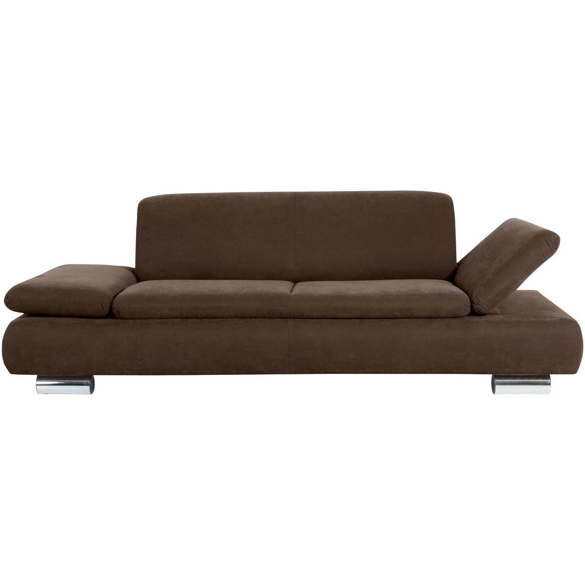SOFA 2,5-Sitzer Kaye Bezug Veloursstoff Metallfuß verchromt / braun - Braun, Kunststoff (221/76/90cm) - 58aufmkessel
