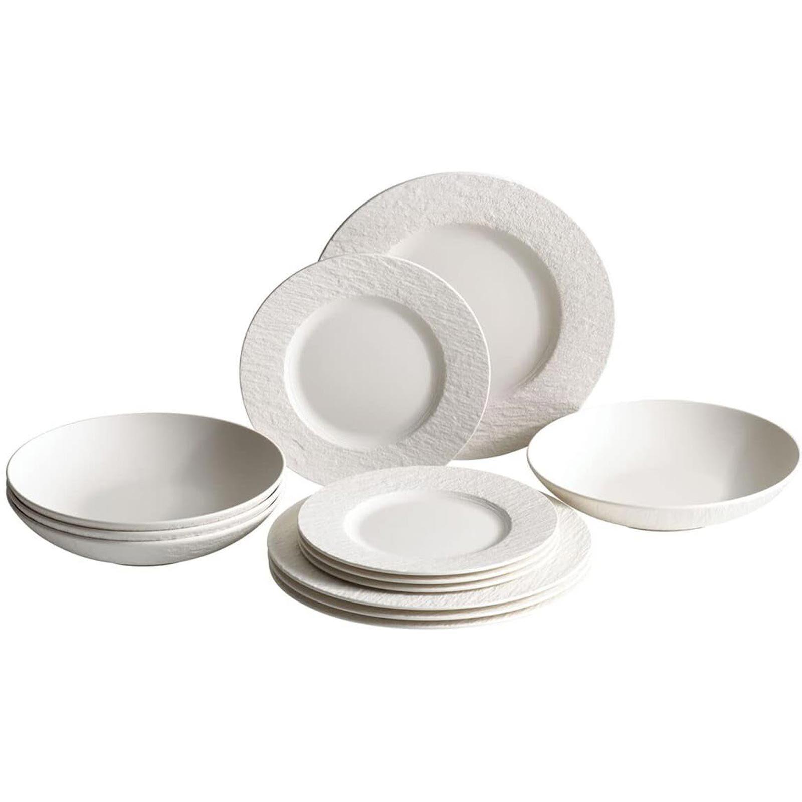 TAFELSERVICE Manufacture Rock Blanc weiß 12-tlg. - Weiß, Keramik (2/2/2cm) - Villeroy & Boch