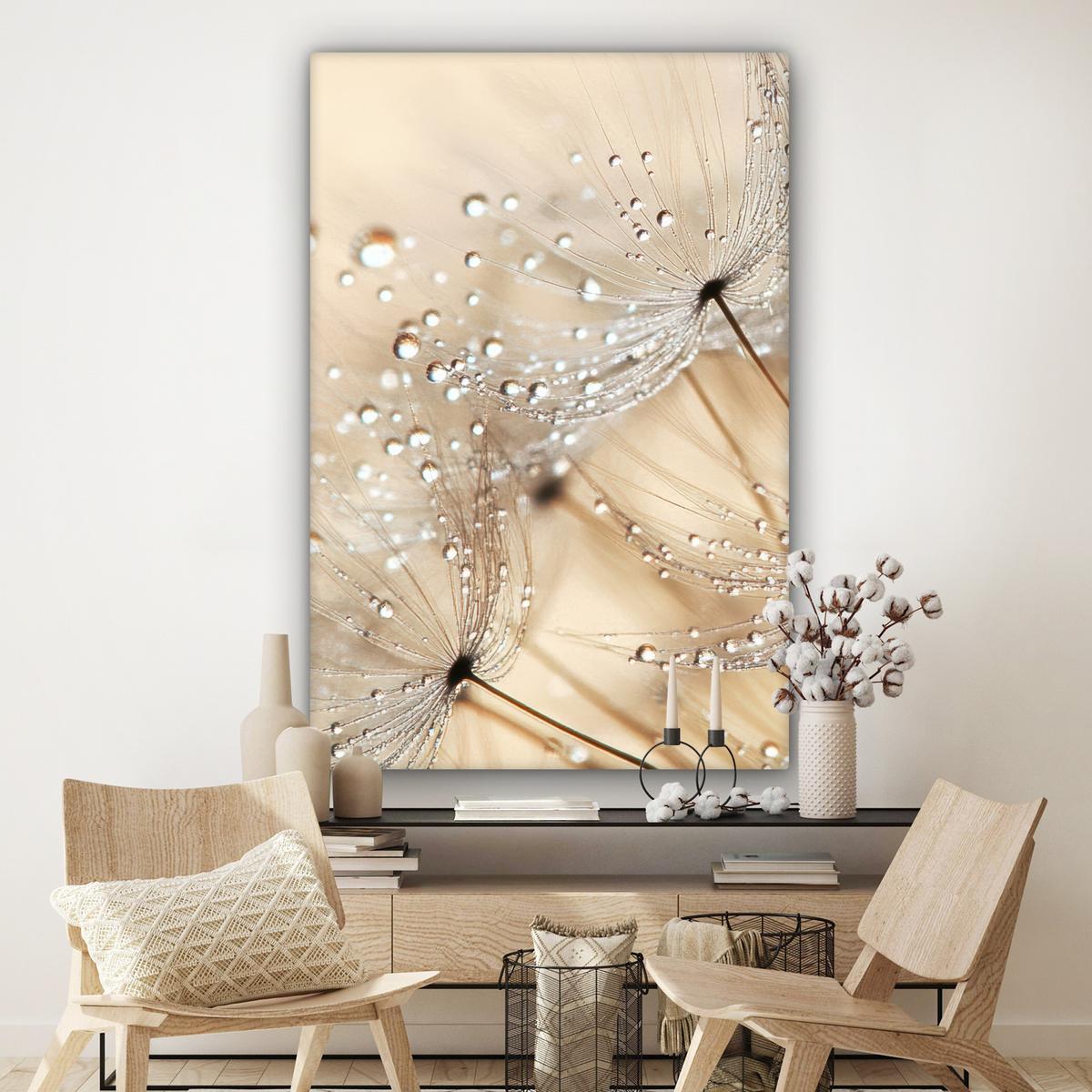 LEINWANDBILD Löwenzahn - Abstrakt - Natur - Beige Deko Groß 90x140 cm - Braun, Textil (90/140cm) - MuchoWow