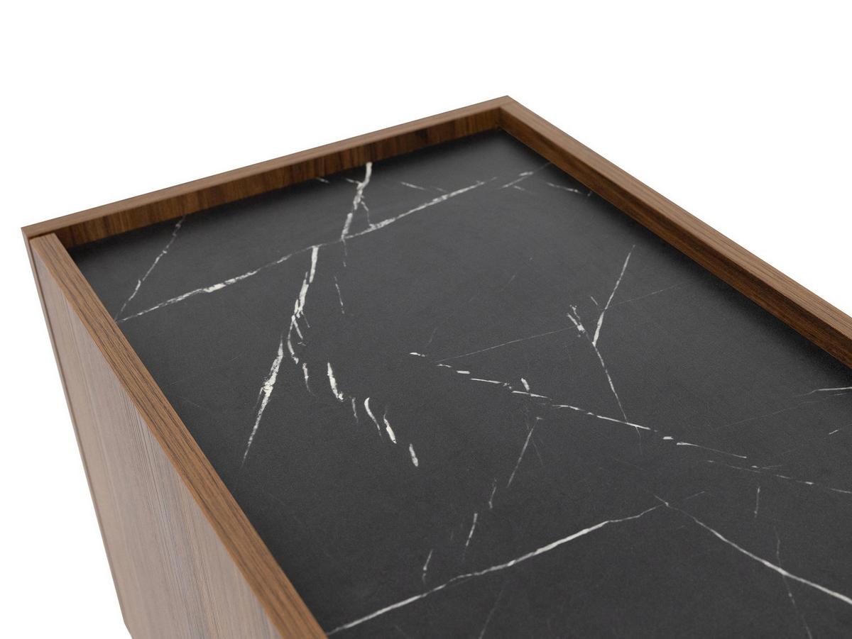 VITRINE Tewos W97 - Nussbaumfarben/Schwarz, Holzwerkstoff/Metall (97/117/37cm) - MIRJAN24