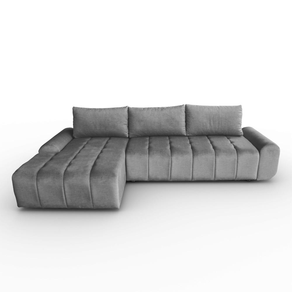 ECKSCHLAFSOFA Costa L dunkelgrau links - Dunkelgrau/Schwarz, Kunststoff/Textil (290/169cm) - Beautysofa