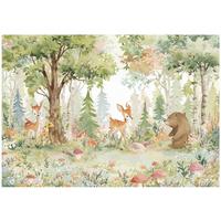 FOTOTAPETE Kinderzimmer Tiere Wald 400x280 - Multicolor, Papier (400/280cm) - Wallarena