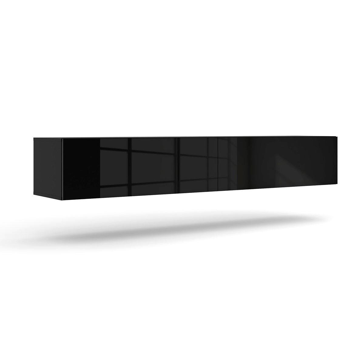 TV-MÖBEL Bali Korpus in Mattschwarz und Fronten in Hochglanzschwarz - Schwarz, Holzwerkstoff (180/30/40cm) - Petits-meubles
