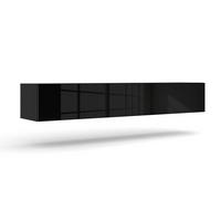 TV-MÖBEL Bali Korpus in Mattschwarz und Fronten in Hochglanzschwarz - Schwarz, Holzwerkstoff (180/30/40cm) - Petits-meubles
