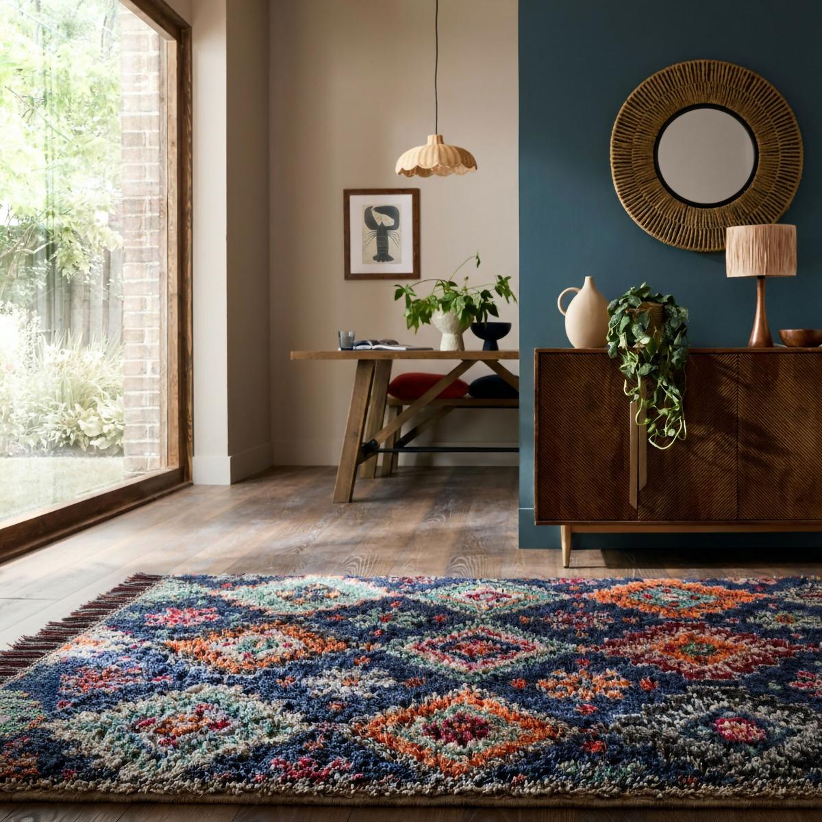 HOCHFLORTEPPICH mit Fransen TAFRAUT, im Berber-Stil, Marineblau, 200 x 300 cm - Blau, Textil (300/200cm) - KADIMA DESIGN