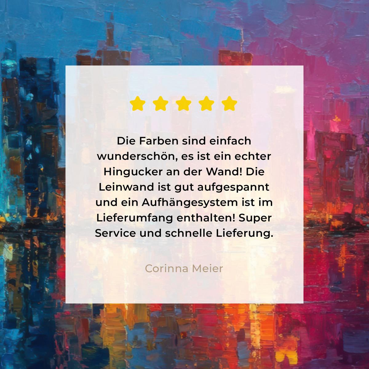 LEINWANDBILD Skyline - Pinselstriche - Dunkelblau - Leuchtend Groß 140x90 cm - Blau, Textil (140/90cm) - MuchoWow