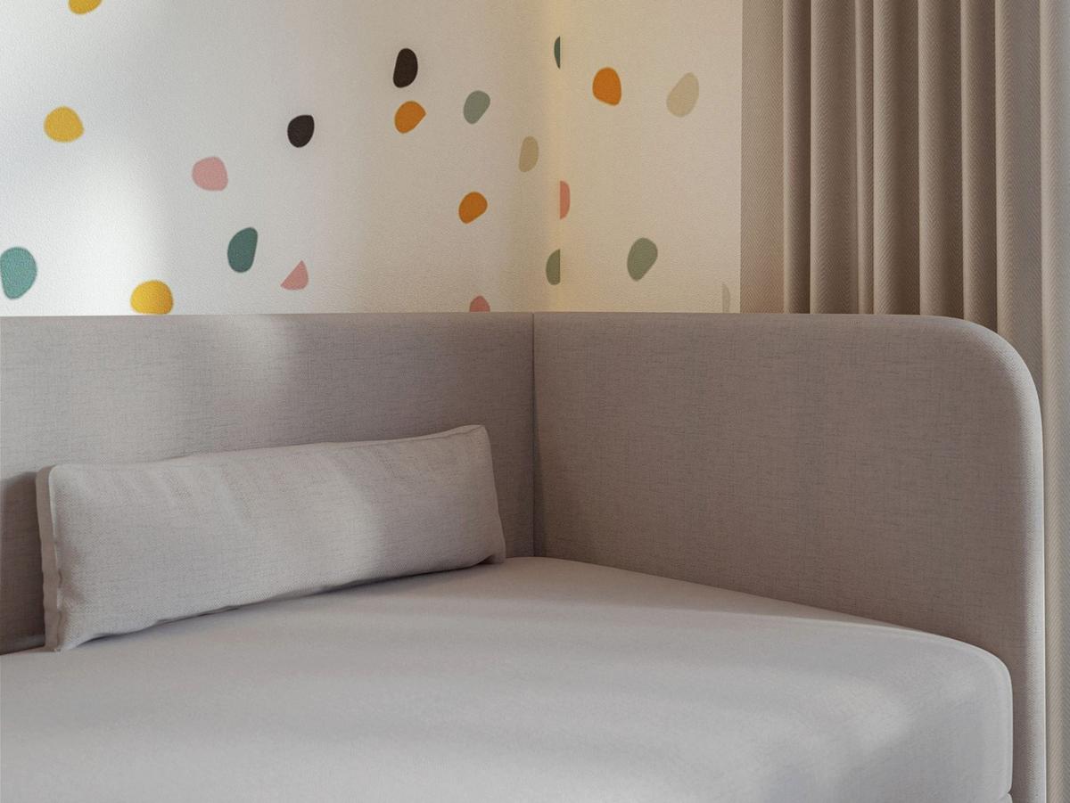 JUGENDBETT Calmmo Dunkelbeige mit Chenille-Bezug, Kopfteil rechts - Cappuccino, Textil (90/200cm) - Selsey
