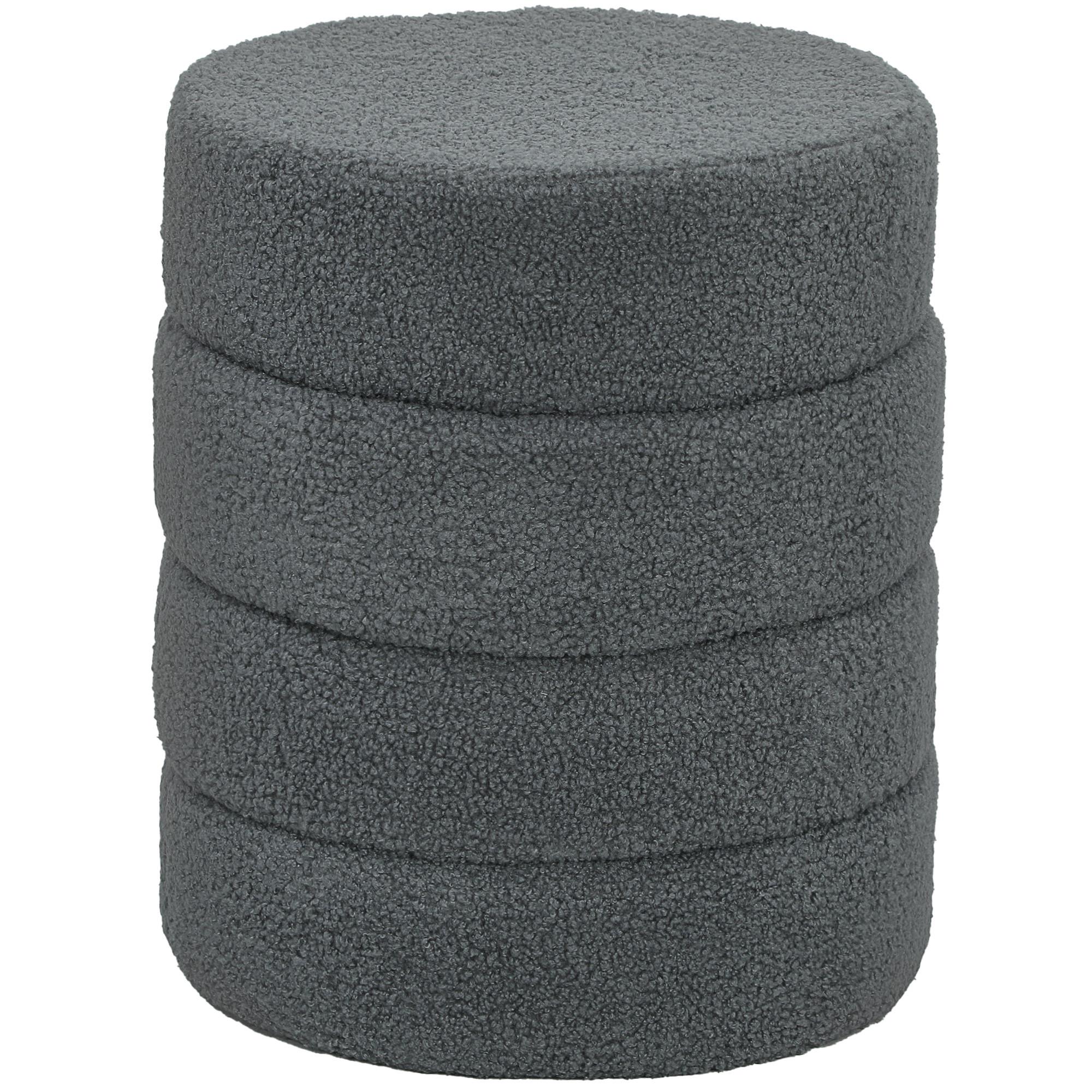 SITZHOCKER, Fußhocker, Runder Polsterhocker, Fußstütze mit Sitzkissen - Dunkelgrau/Naturfarben, Holz/Textil (40/45/40cm) - HOMCOM