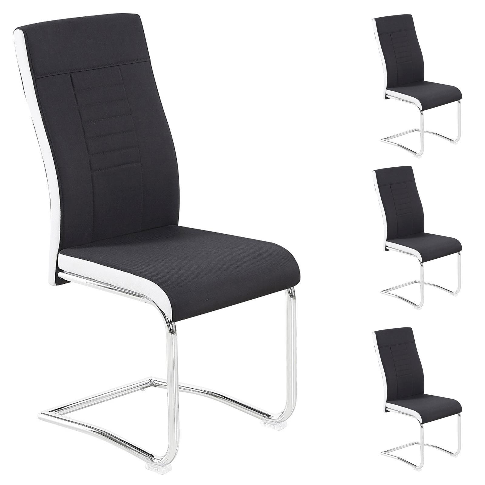 ESSZIMMERSTUHL ALBA 4er-Set schwarz/weiß - Schwarz/Weiß, Textil (43/98/57cm) - CARO-Möbel