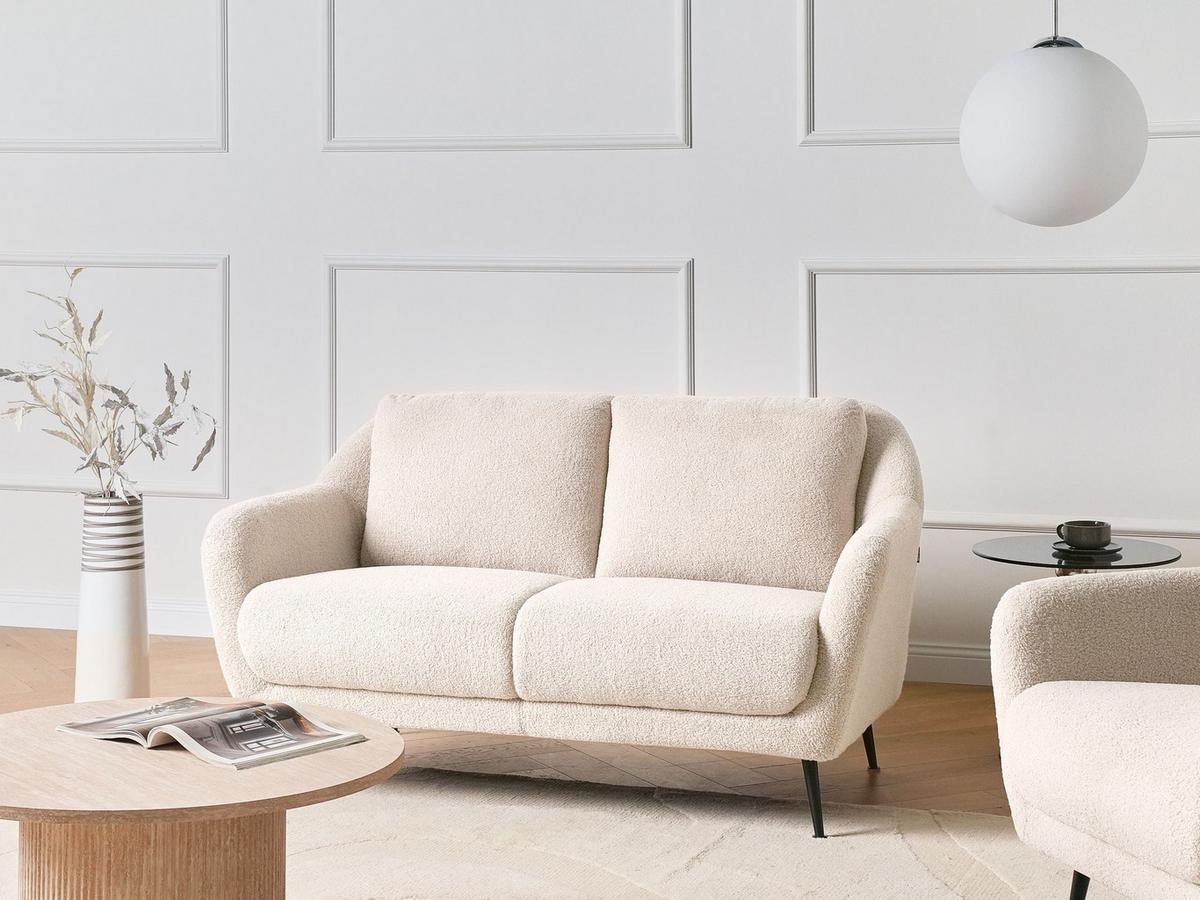 2-SITZER-SOFA Bouclé Beige Eiby - Beige, Textil (130/80/90cm) - Beliani