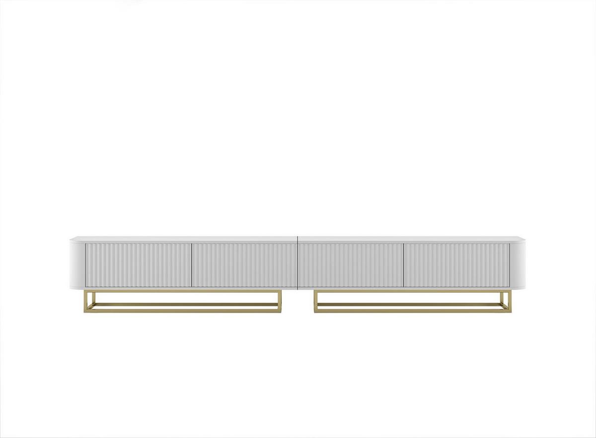 TV-LOWBOARD 2er-Set Aurora Weiß matt 280 cm mit Metallrahmen - Goldfarben/Weiß, Holzwerkstoff/Metall (280/44/35cm) - Meble Lindner