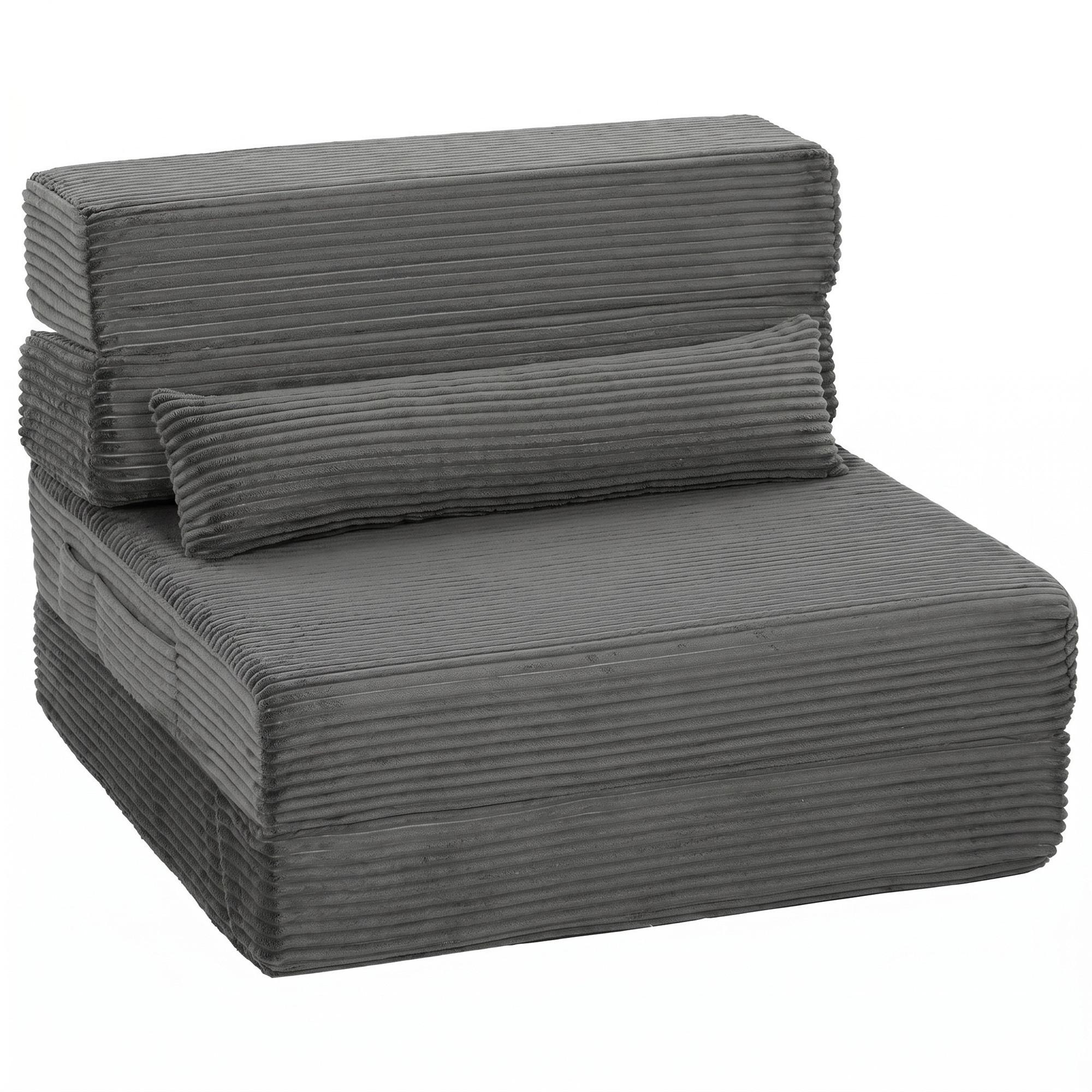 BODENSTUHL Polyester Dunkelgrau - Dunkelgrau, Textil (70/12.5/200cm) - HOMCOM