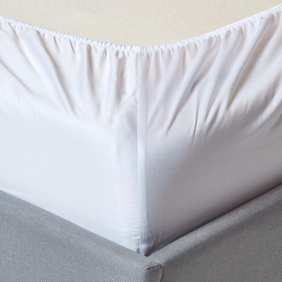 BIO-SPANNBETTLAKEN extra hoch, 100% Baumwoll-Satin - Weiß, Textil (140/190cm) - Homescapes