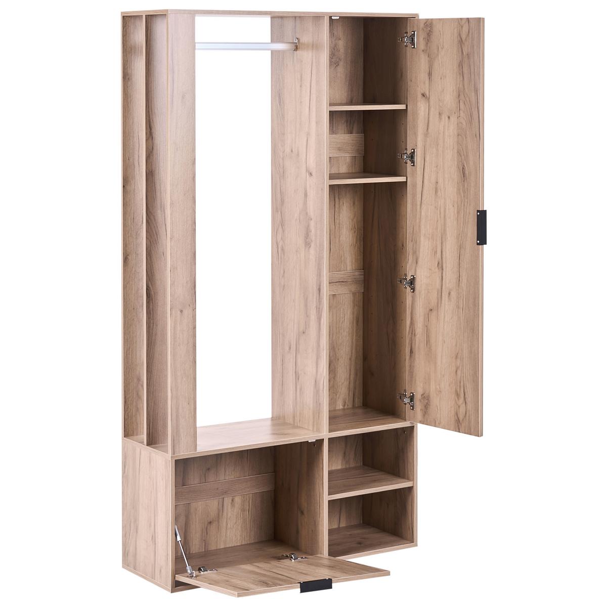 KLEIDERSCHRANK Hellbraun Quesnel - Hellbraun/Braun, Holzwerkstoff (100/190/35cm) - Beliani