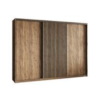 SCHWEBETÜRENSCHRANK VONTE 250/205/60 cm 3-türig mit Lamellen Eiche Lefkas - Eichefarben/Schwarz, Holzwerkstoff (250/205/60cm) - MASSENO