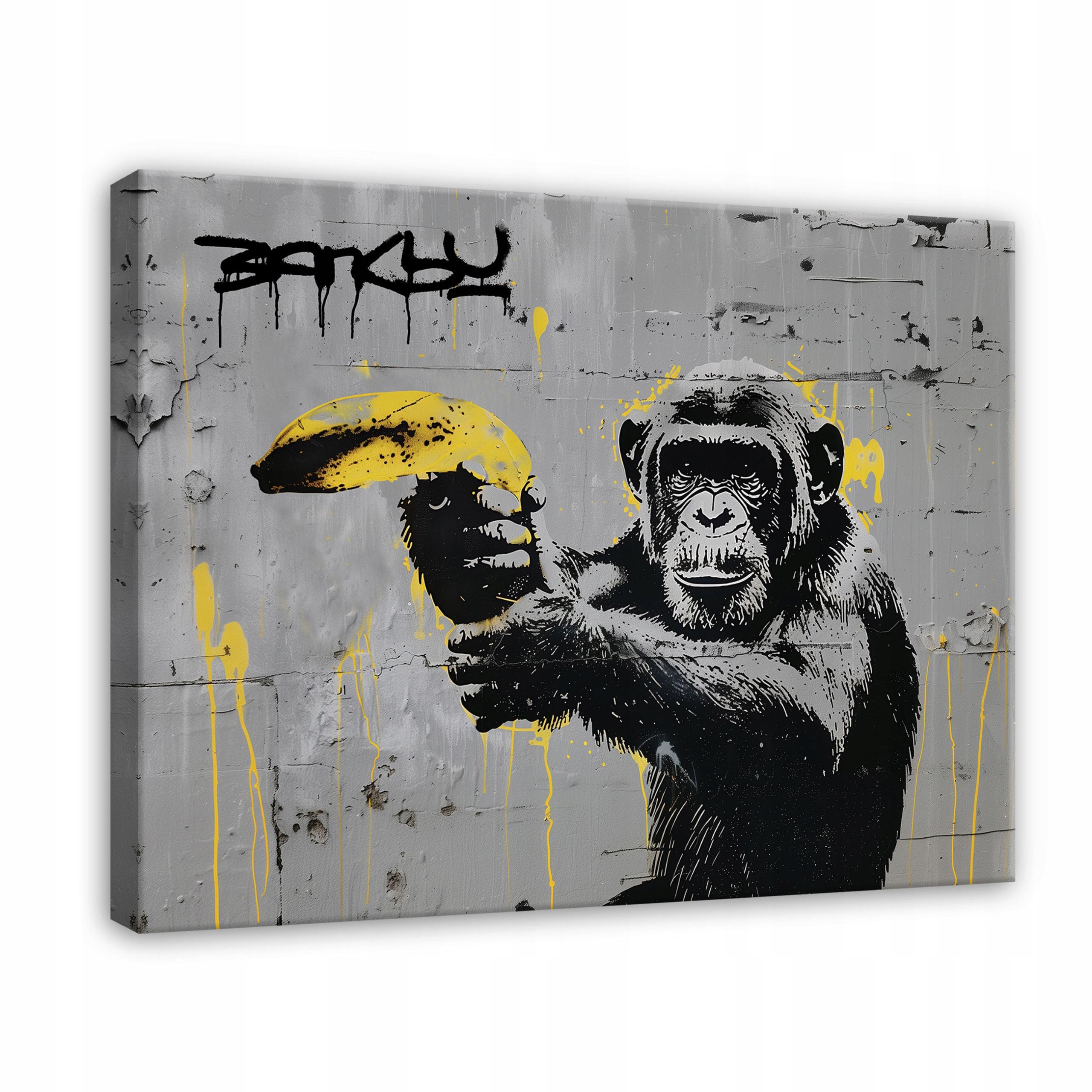 LEINWANDBILD Abstrakt Banksy Affe 120x80 - Multicolor, Holzwerkstoff (120/80cm) - Wallarena
