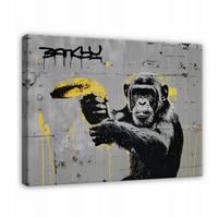LEINWANDBILD Abstrakt Banksy Affe 120x80 - Multicolor, Holzwerkstoff (120/80cm) - Wallarena