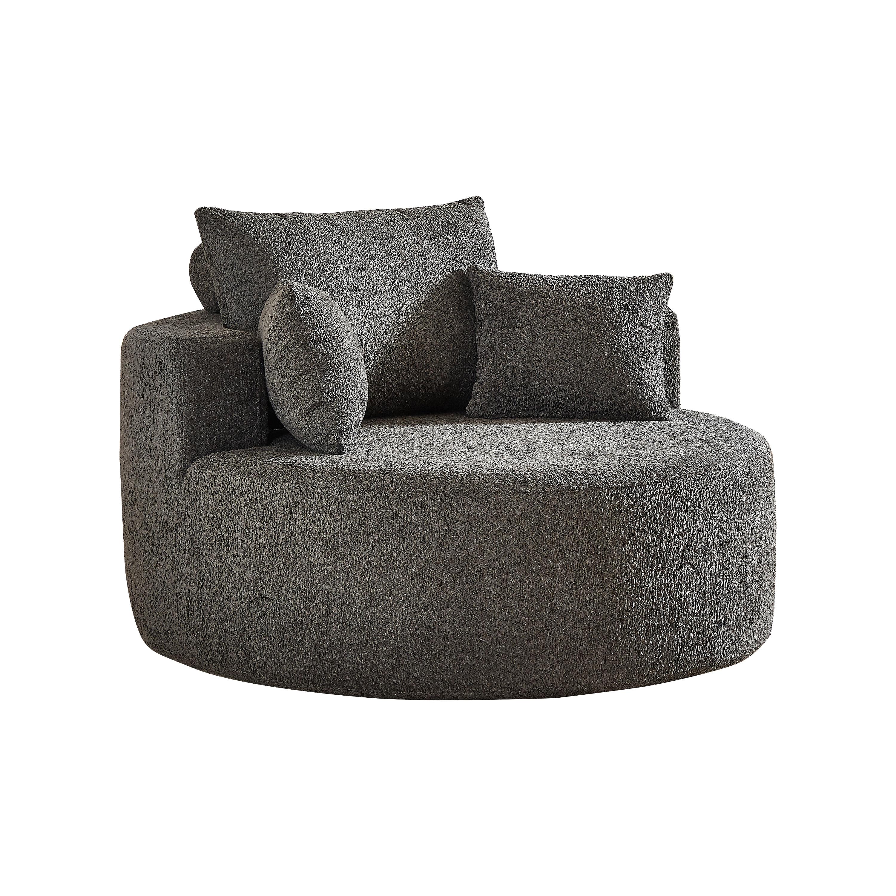 SESSEL XXL 127x127 cm Grau aus Chenille, Keine Montage - Grau, Textil (127/85/127cm) - Urban Meuble