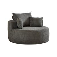 SESSEL XXL 127x127 cm Grau aus Chenille, Keine Montage - Grau, Textil (127/85/127cm) - Urban Meuble