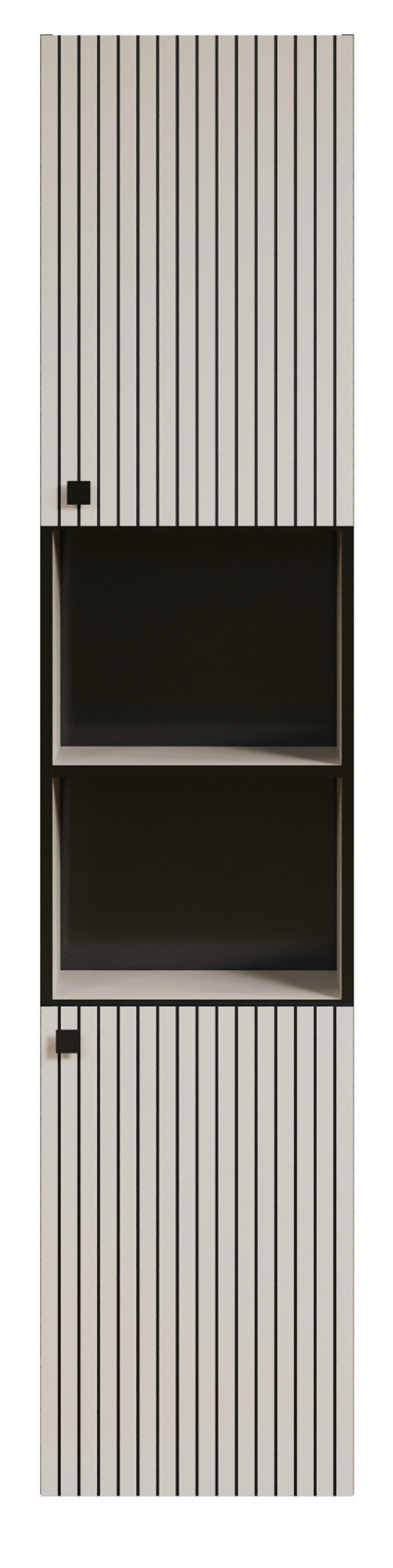 HOCHSCHRANK Kaschmir, grau 40 x 186 cm, Badschrank 2-türig - Kaschmir/Schwarz, Holzwerkstoff/Metall (40/186/31cm) - Top.Furn