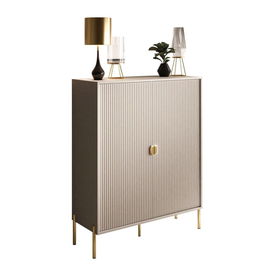 KOMMODE DALIA - Kaschmir/Goldfarben, Holzwerkstoff (104/127/40cm) - Lookway