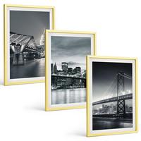 BILDER SET 3er Set - 40x60 cm Goldrahmen - Brücken, Stadtarchitektur, Grau - Goldfarben, Kunststoff (40/60cm) - TULUP