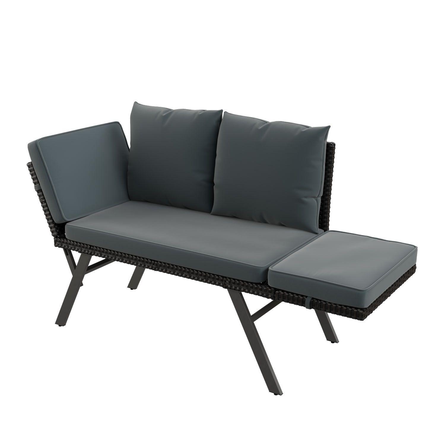 GARTENBANK Calvia klappbar schwarz/grau - Schwarz, Kunststoff/Metall - Juskys