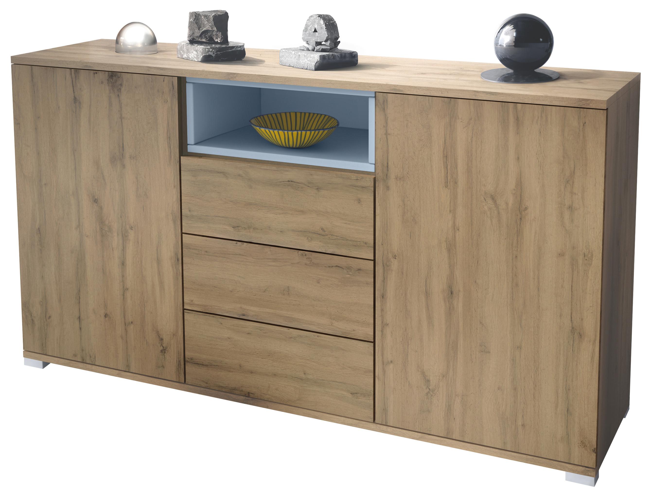 SIDEBOARD Skadu Denim matt - Pastellblau, Holzwerkstoff (138.5/75.5/35cm) - Vladon