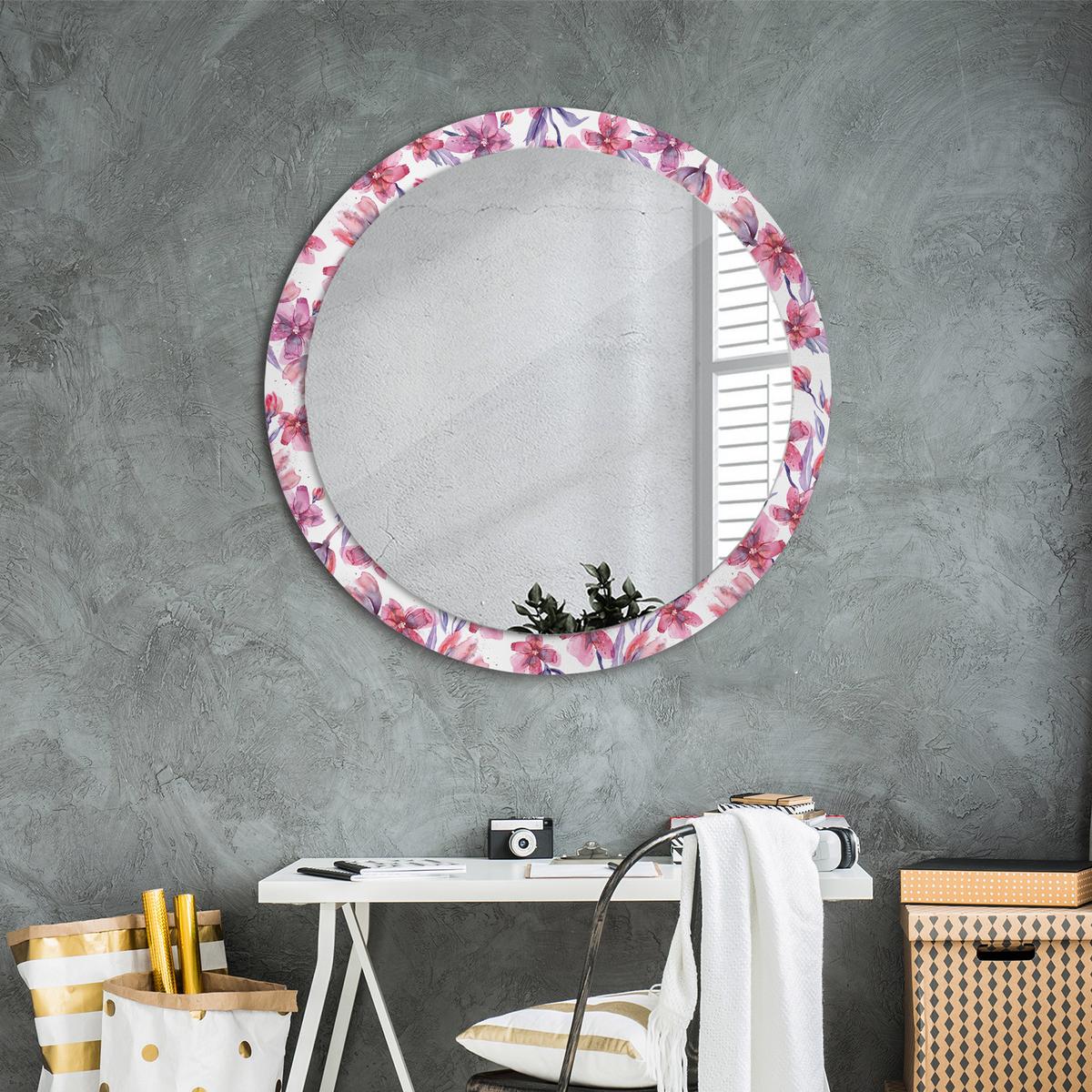 SPIEGEL Rund Ø 90 cm mit Aufdruck - Pink, Glas (90/90/0.4cm) - Wallfluent