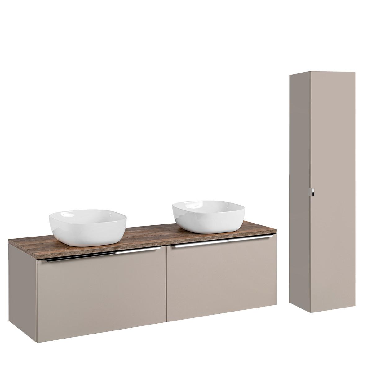 BADMÖBEL 160cm Éros 2er-Set Taupe - Taupe, Holzwerkstoff (160/48/46cm) - Petits-meubles