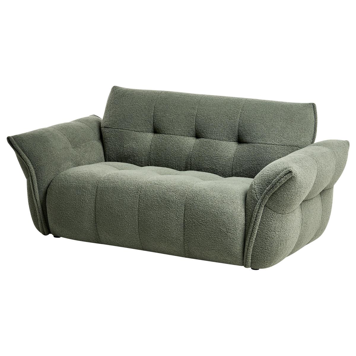 2-SITZER-SOFA Bouclé Grün Halba - Grün, Textil (174/80/85cm) - Beliani