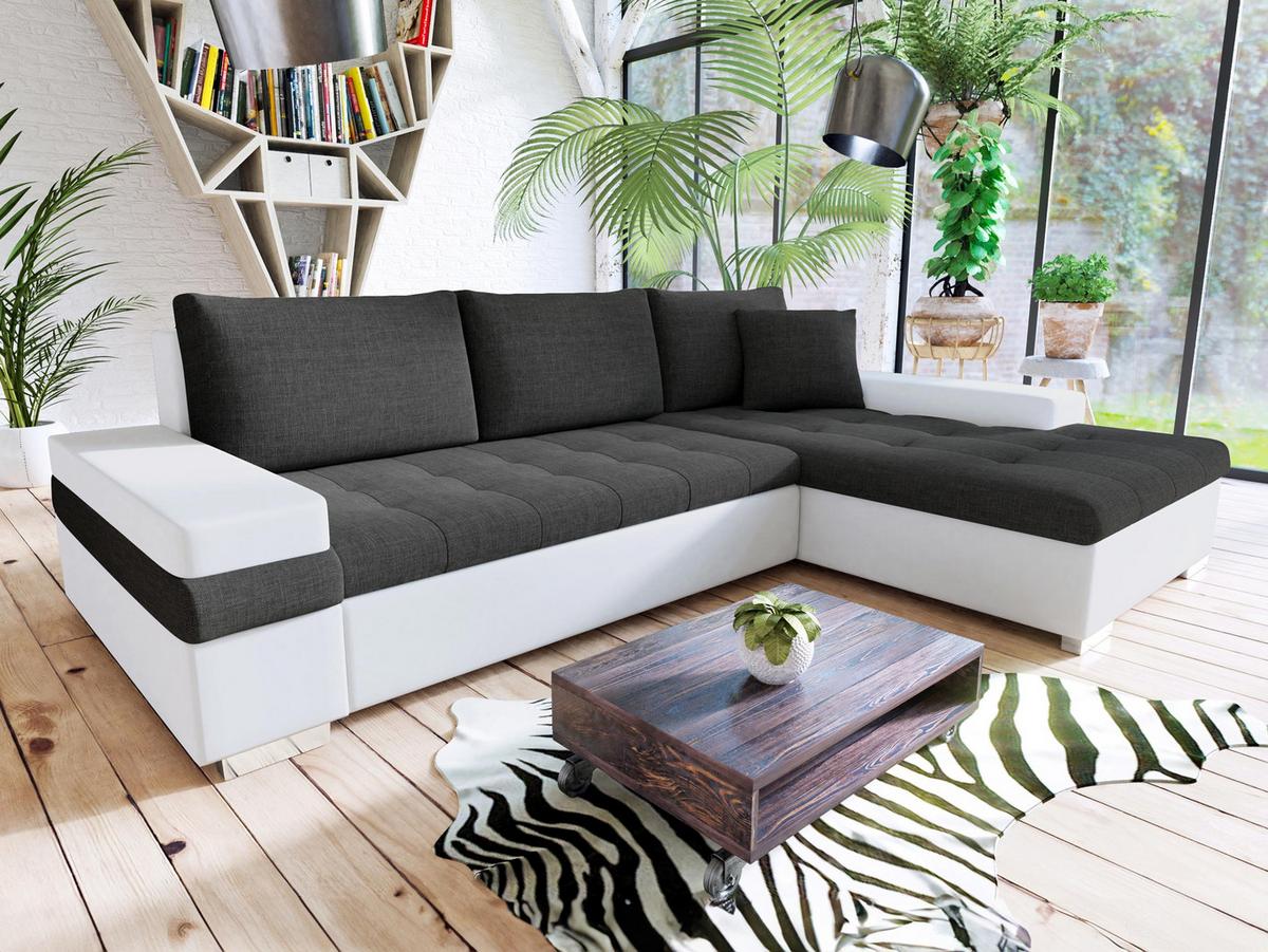 ECKSOFA Bangkok Mini - Silberfarben/Graphitfarben, Holz/Textil (274/182cm) - MIRJAN24