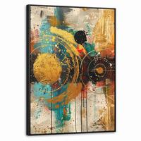 LEINWAND Bilder mit Rahmen - Abstrakt - Kunst - Gold - Modern - 70x100 - Multicolor, Textil (70/100cm) - MuchoWow