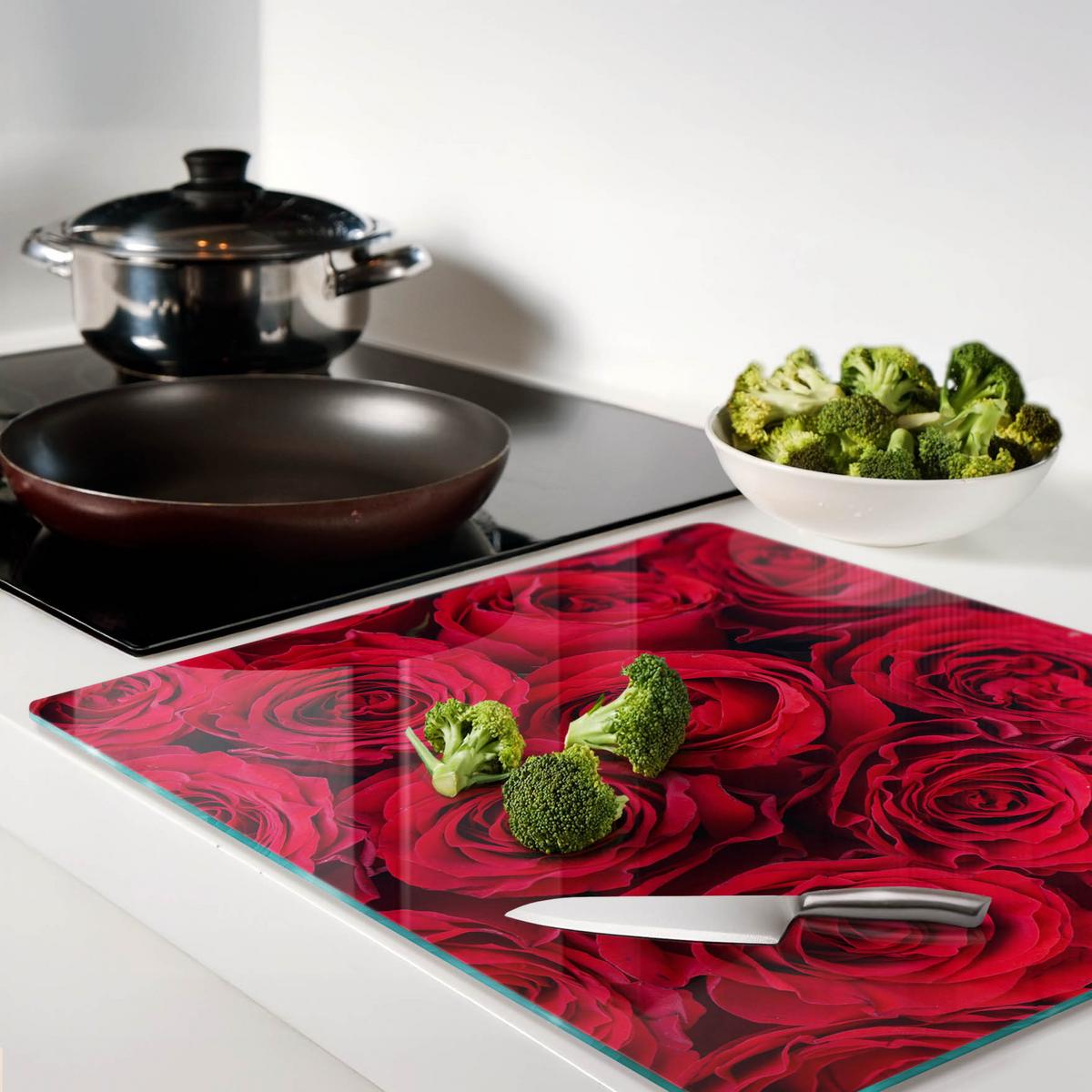 GLASPLATTE 60x52 cm Rosen - Rot, Glas (60/0.4/52cm) - TULUP