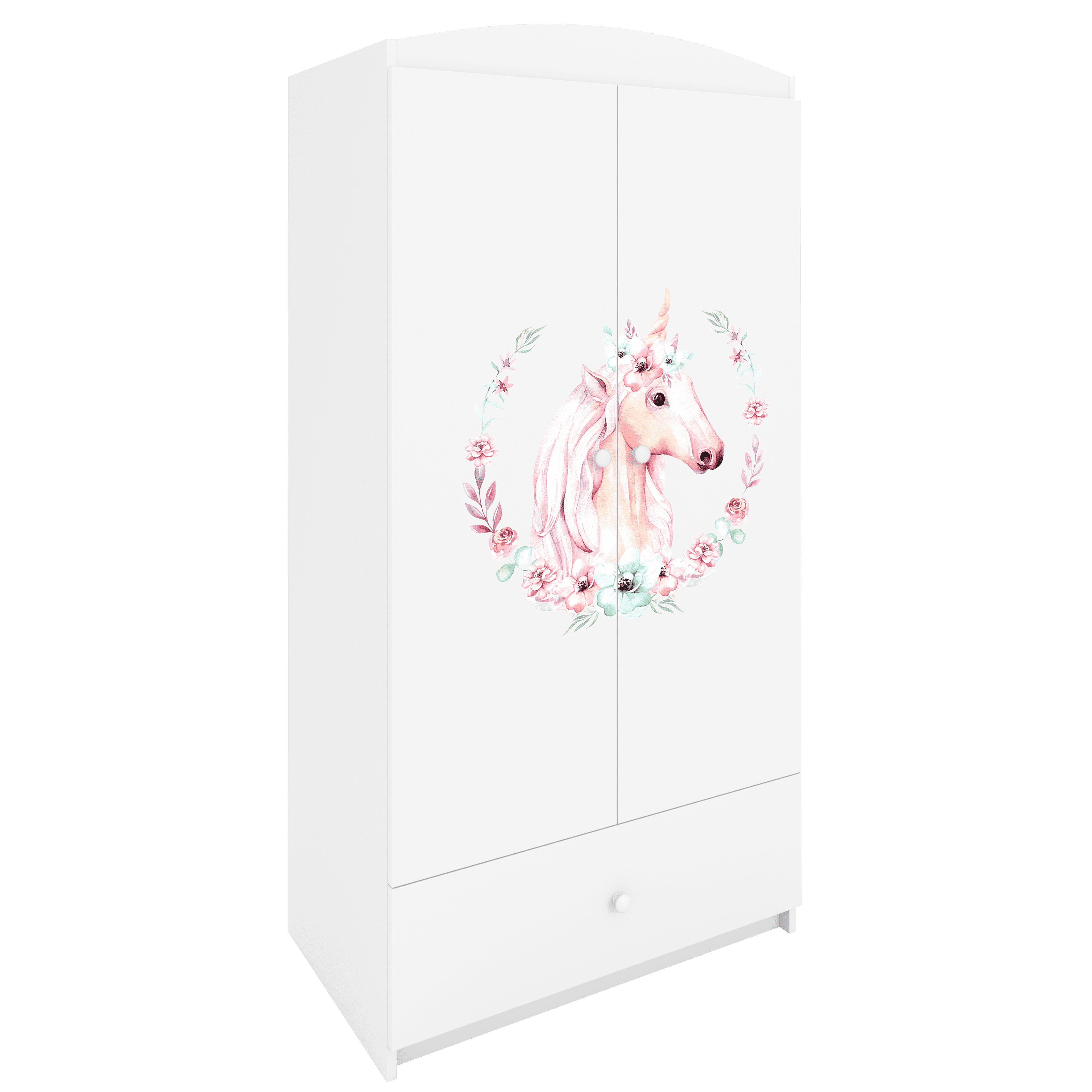 KINDERKLEIDERSCHRANK Pferd - Weiß, Holzwerkstoff (90/175/52cm) - RAUMHIRSCH FURNITURE