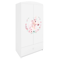 KINDERKLEIDERSCHRANK Pferd - Weiß, Holzwerkstoff (90/175/52cm) - RAUMHIRSCH FURNITURE
