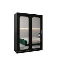 SCHWEBETÜRENSCHRANK 200/150/62 2-türig - Silberfarben/Schwarz, Holz/Kunststoff (150/200/62cm) - MÖBEL KRYSPOL