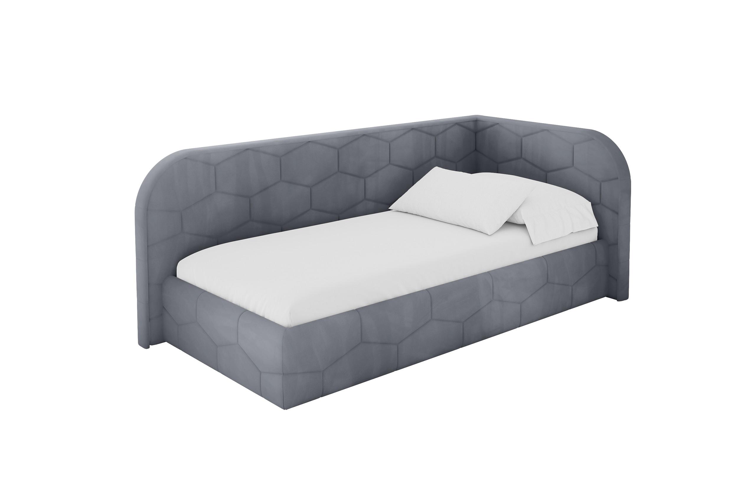 EINZELLBETT Jugendbett mit Bettkasten und Matratze H3/H4, Links - JAXY 100x200 Grau - Grau, Holzwerkstoff/Textil (100/200cm) - ALTDECOR