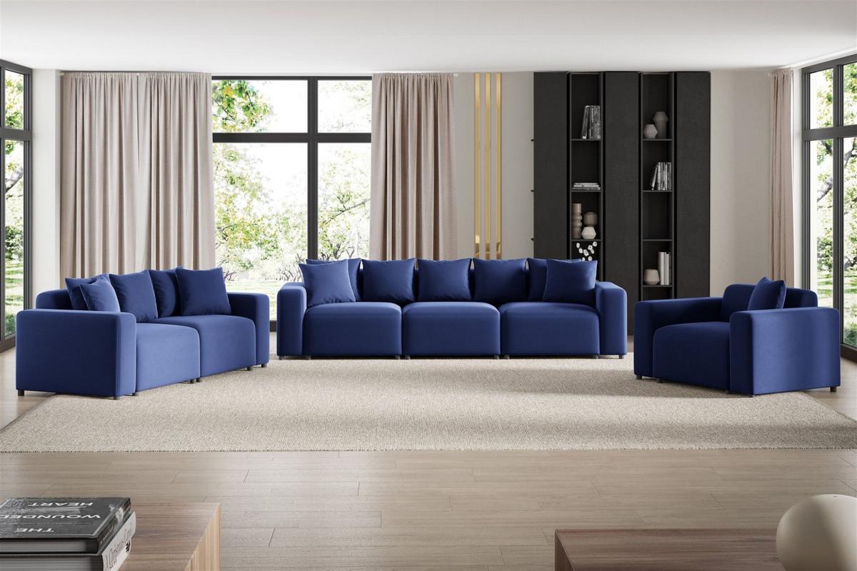 SESSEL Megan In Salvador - Dunkelblau, Holzwerkstoff/Textil (145/75/98cm) - Fun Möbel