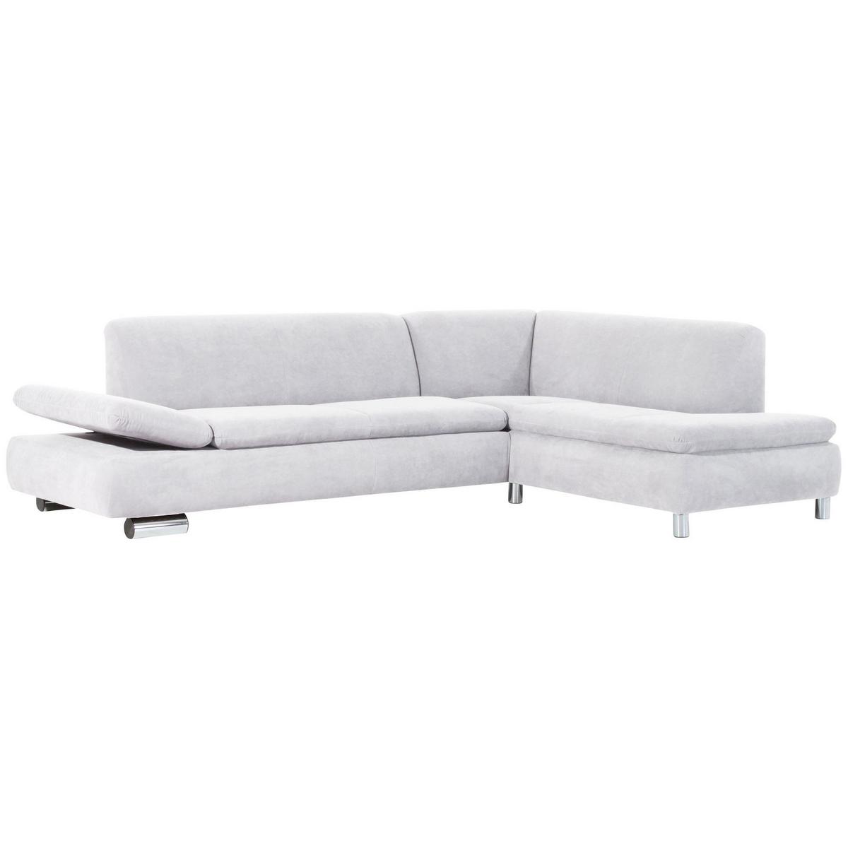 ECKSOFA mit Ottomane rechts Kaye Bezug Veloursstoff Metallfuß verchromt / creme - Weiß, Kunststoff (270/190cm) - 58aufmkessel
