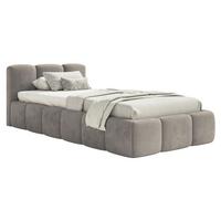 POLSTERBETT Cloudy Low Hellgrau Samt, 90x200 cm - Hellgrau/Schwarz, Kunststoff/Textil (90/200cm) - Selsey