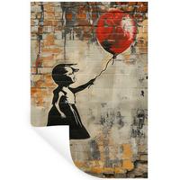 WANDTATTOO Graffiti - Banksy - Mädchen - Straßenkunst 40x60 cm - Sandfarben, Kunststoff (40/60/0.1cm) - MuchoWow