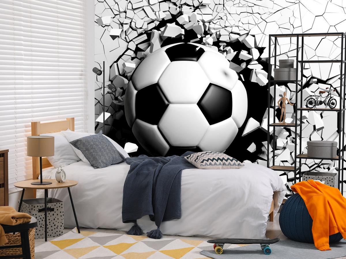 FOTOTAPETE für Wohnzimmer Fußball Betonwand Riss 150x105 - Schwarz/Weiß, Papier (150/105cm) - Muralo