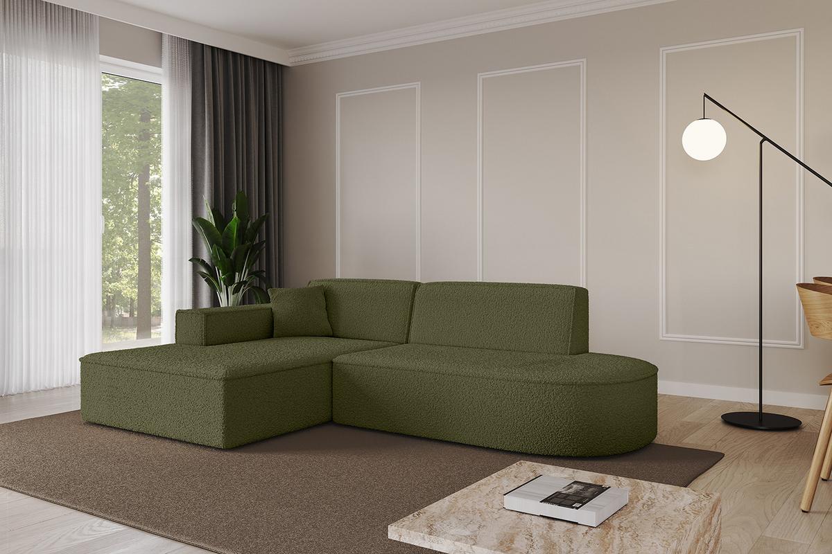 ECKSOFA Ottomane Links IREA-L1-v4 - 232x165x77 cm Grün - Platinfarben, Holzwerkstoff/Textil (232/165cm) - ALTDECOR